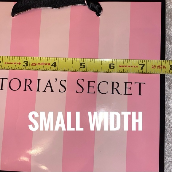 Victoria’s Secret Large & Small Glossy Paper Shopping Gift Bags Pink Stripe 2 PK - Picture 6 of 8